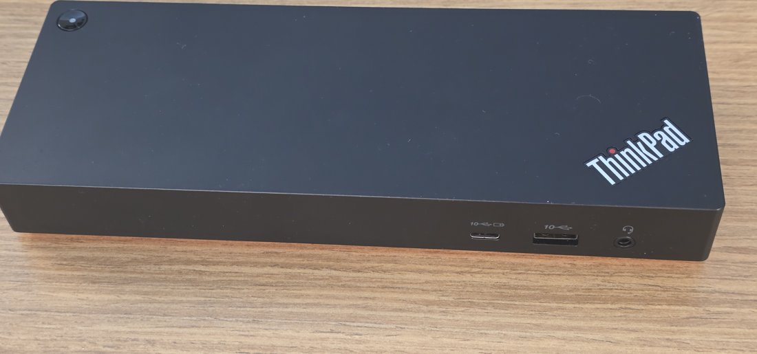 ThinkPad Thunderbolt USB-C docking station with front USB-C, USB-A and headset ports